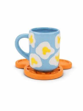 Disney Mickey Mouse Sculpted Ceramic Mug with Saucer 12oz Breakfast Set